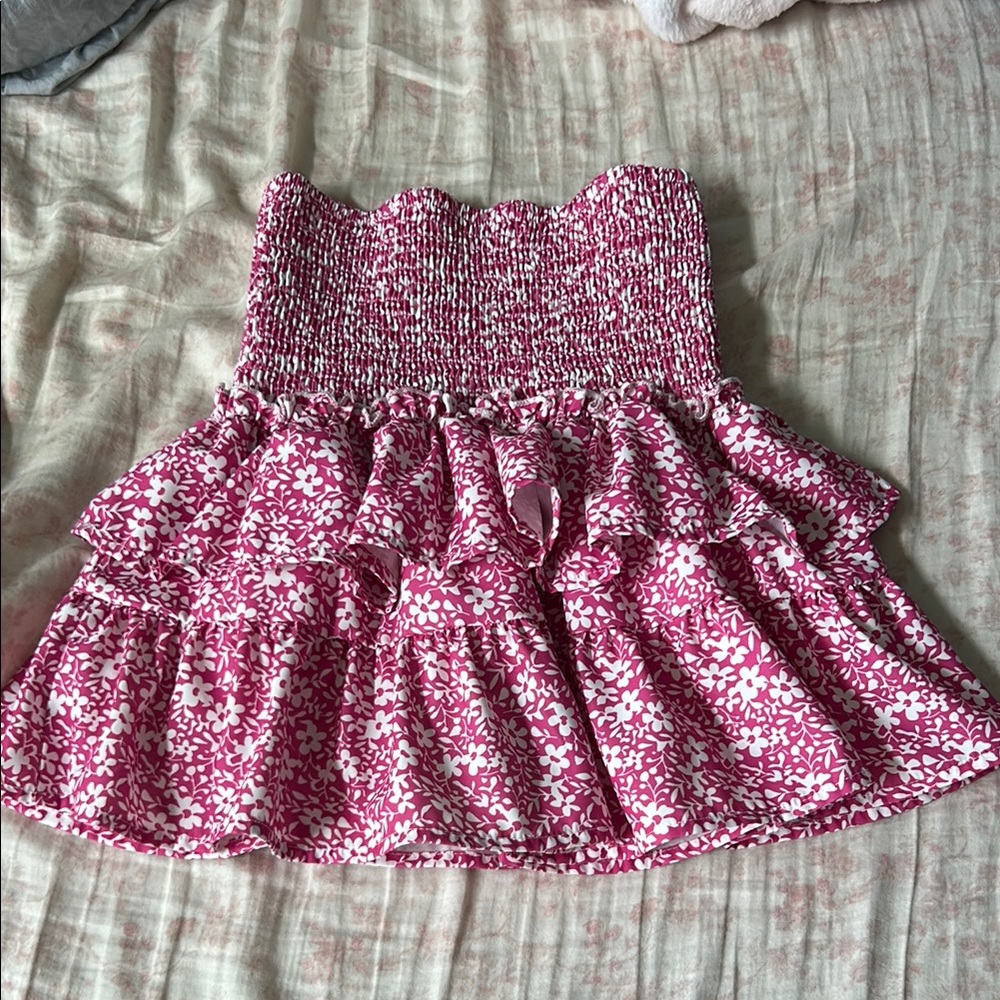 Pink floral skirt with